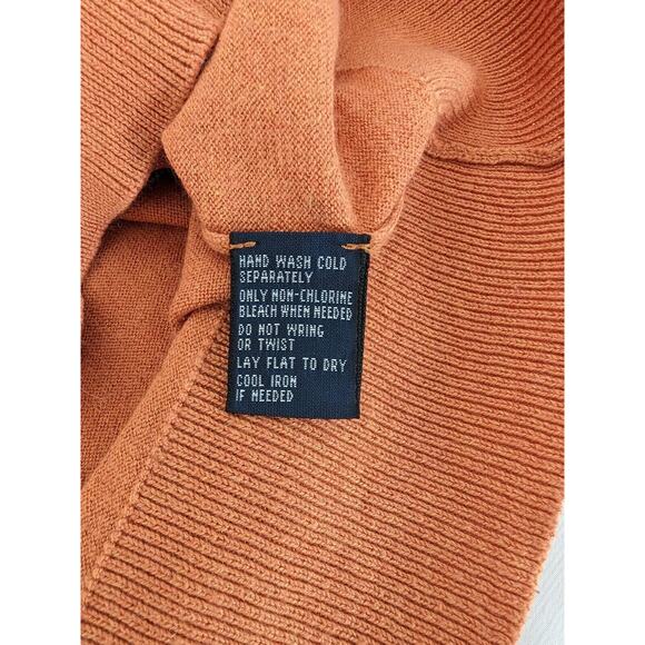 Vintage Polo Ralph Lauren Mens Sweater Cotton Cashmere Silk Orange Size Large - Picture 6 of 8